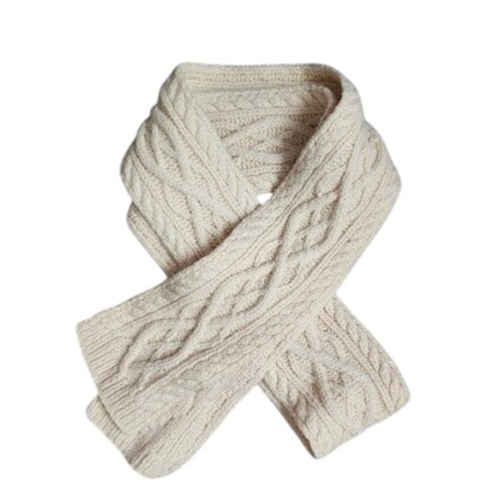 GAP Y2K 100% Lambswool Cable Knit Scarf Cream Ivory Winter Warm Coquette 2000s